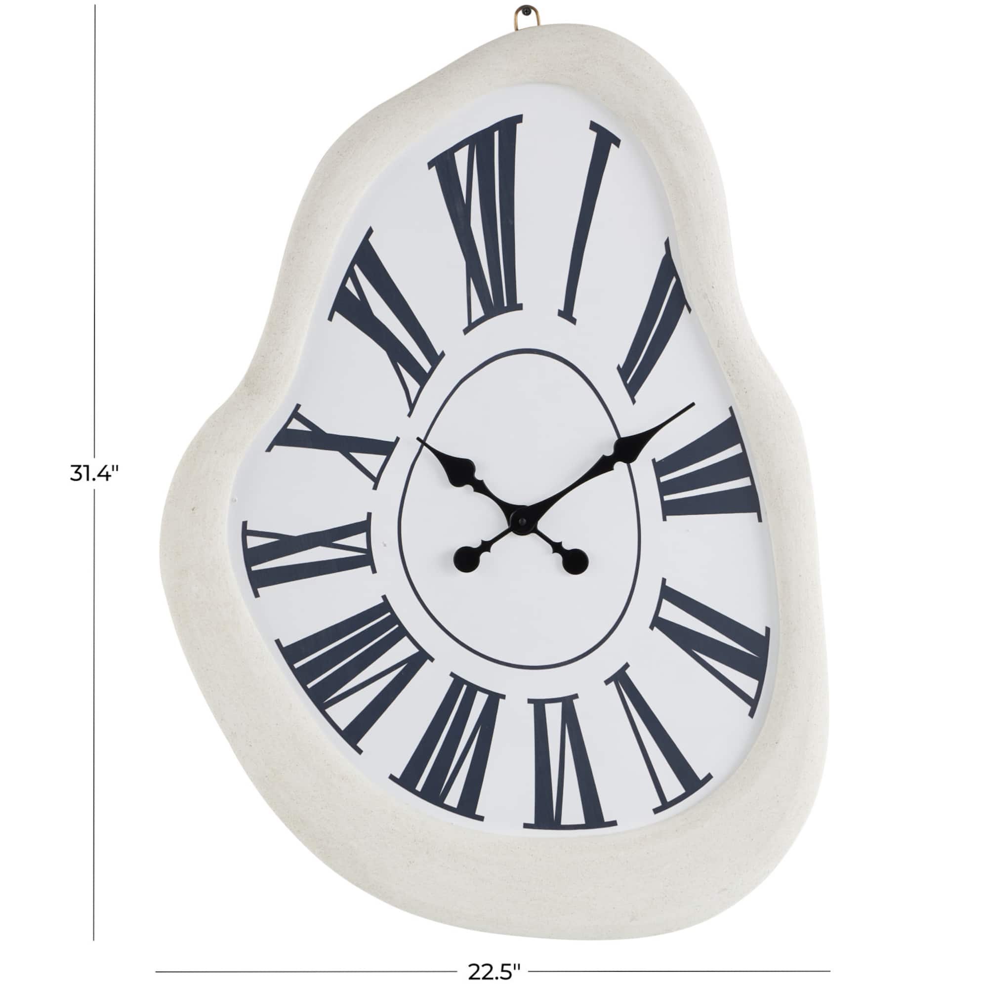 23" x 31" White Wooden Wavy Decorative Wall Clock